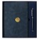 Organizer on Rings A6+, 80 sheets, leatherette, with a valve, a line, with a handle, in a gift box, blue