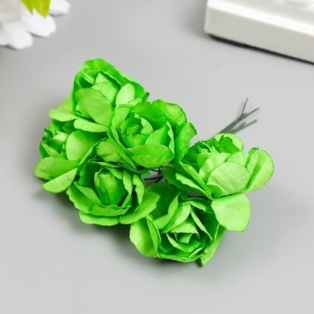 Flowers for decorating "Tea roses" 1 bouquet = 6 colors 9.5 cm juicy green-2