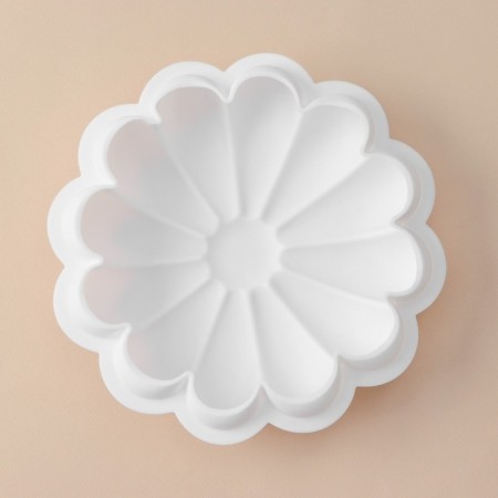 Form for mousse desserts and baking konfinetta "chamomile", silicone, 22 × 4.5 cm, white color-1