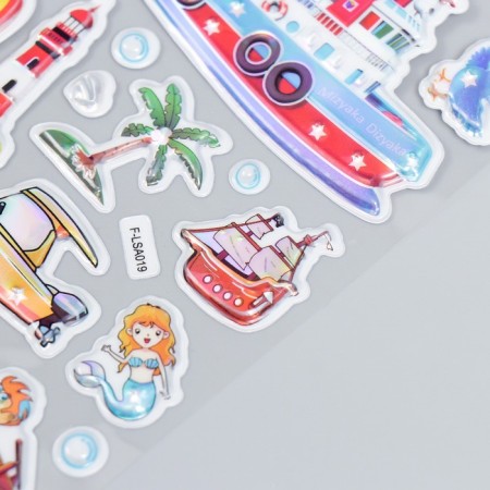 Sticker Plastic volumetric "sea and land transport" holography MIX 26x16 cm-2