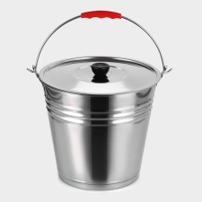 A bucket with a lid, 8 l, d = 28 cm, from stainless steel Aisi 201