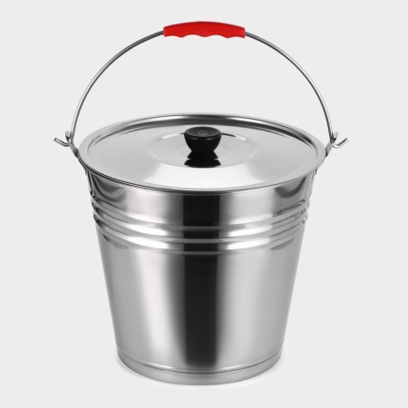 A bucket with a lid, 8 l, d = 28 cm, from stainless steel Aisi 201