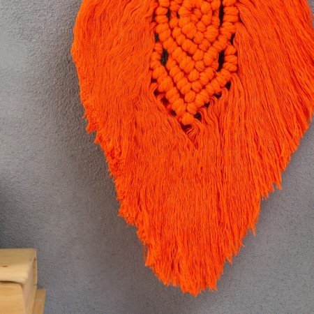 Panel wall in the technique of Macrame "Liszt" Terracott 38x20 cm-2