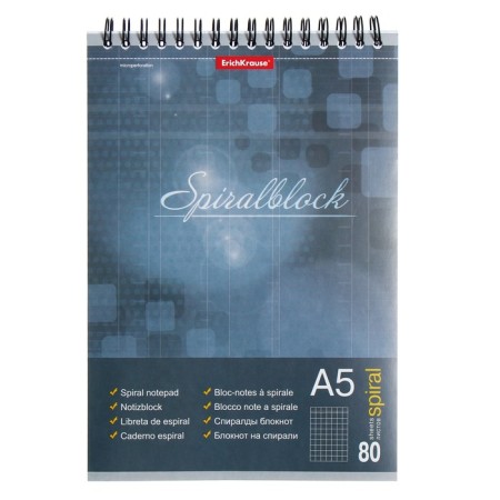 STOCKENOT on spirals A5, 80 sheets, cage, Erichkrause "Spiralblock", cardboard cover, firm substrate, offset unit, 100%white, microperforation, mix-3
