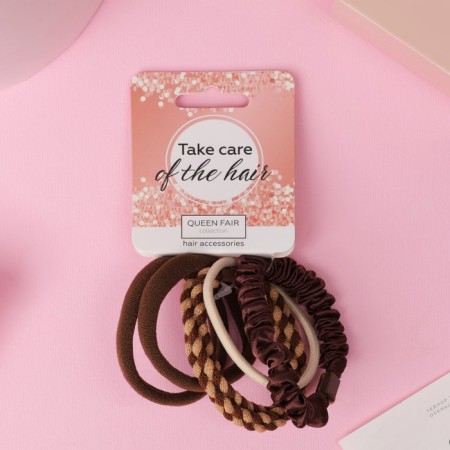 Hair elastic band "Jeannet" (set 5 pcs) codes, 5 cm, mix