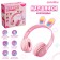 Headphones wireless "bunny", sound and light effects, folding, pink color
