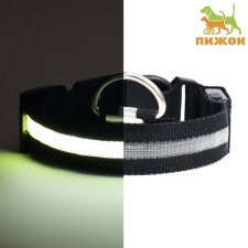 Collar with backlight, charging from USB, size S, Osh 34-41 cm, 3 modes, black
