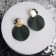 Earrings Metal "lady" waves, green color in gold