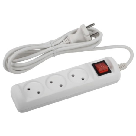 Extension cord electric era U-3S-1.5M-2X1 without grounding with switch 3 socket 1.5 m, PVS 2x1mm2 10a 10a