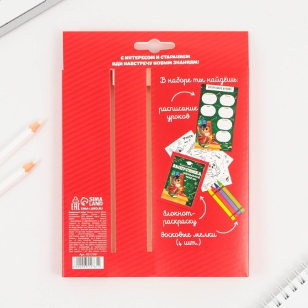 Gift set for graduate "Graduate of primary school" Notepad Coloring, Lesson schedule and wax crayons 4 pcs-10