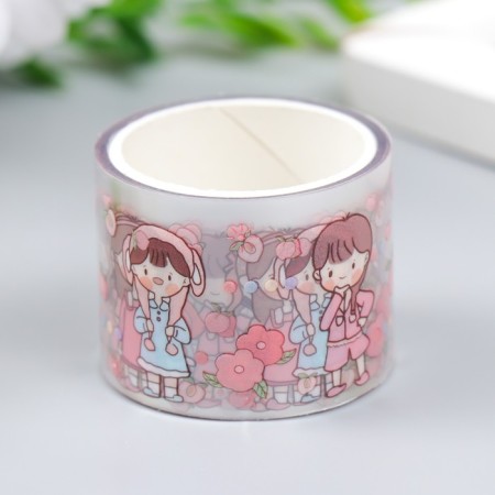 Adhesive tape plastic "Girls" set 4 pcs + bookmark width. 1.5/2/3 cm dl. 2 m 4xx4x10 cm-3