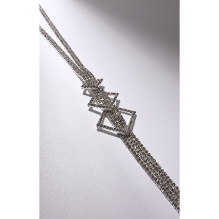 Set 2 objects: earrings, pendant "elegance" rhombus, white color in silver, 34 cm-8