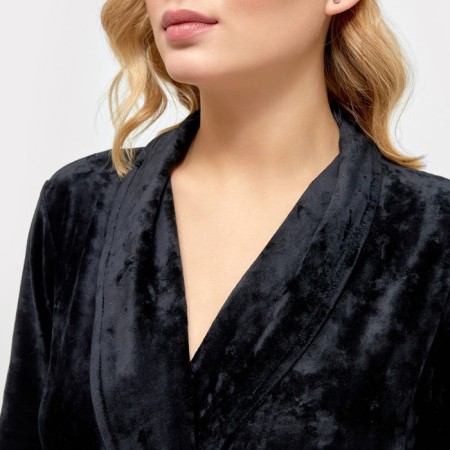 Women's bathrobe, black color, size 44 (s)-3