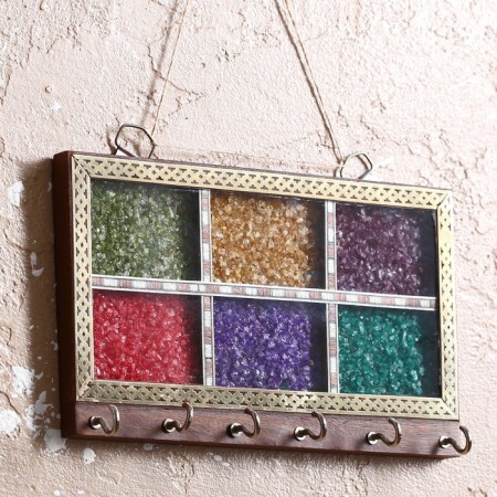 Key "Beauty" wood, metal, textiles, stone, glass, MDF 3x21x12.5 cm