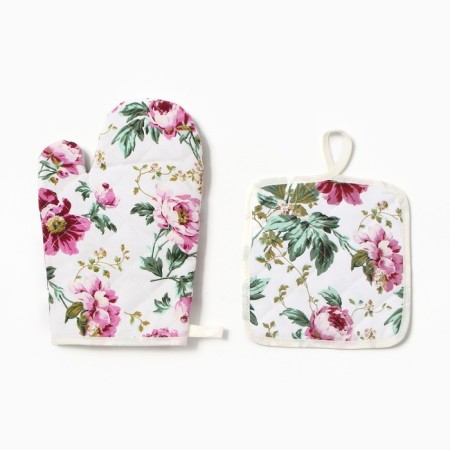 Kitchen set 2 pr. Dolyana flowers of roses. Group 17*17cm, mittens-seging 26*16cm, 100%HL-1