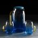 Set for drinks made of glass "Modern", 3 items: jug 1.5 l, 2 circles 300 ml, blue color blue