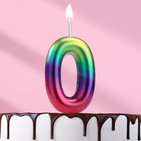 Candle in the cake "Watercolor", number 0, 6 cm