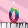 Candle in the cake "Watercolor", number 0, 6 cm