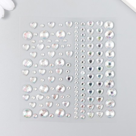 Stick plastic rhinestones "hearts, circles" 10.5x16 cm-1