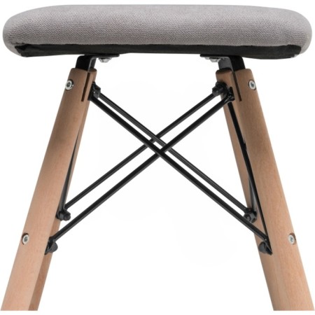 Stool Ben array of beech/metal/fabric, natural/gray 40x40x44 cm-5