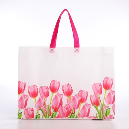 Bag without fastening, white/pink color-1
