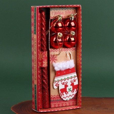 New Year's twisted candles with the decor of "miracles in the new year!", Set-2
