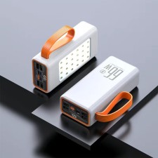 External battery YM-653, 30000 mAh, 66 W, 4USB, 3TYPE-C, lantern, fast charging, white