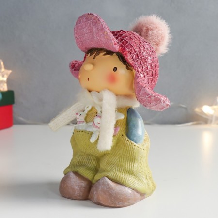 Polystone souvenir "Boy in overalls with bunnies in the pocket" 11.5x8.5x15 cm-3