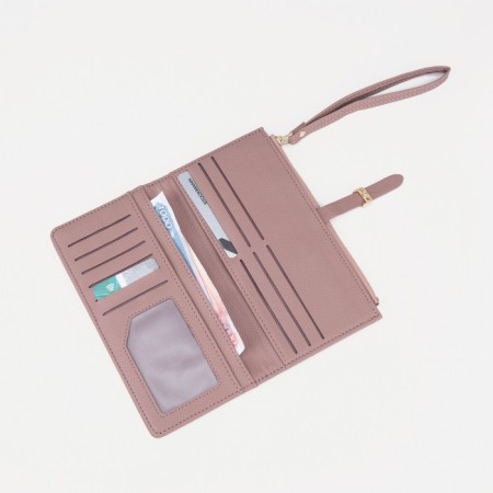 Women's wallet on the button, pink color-4