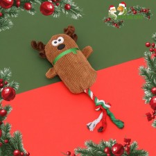 Игрушка мягкая для собак "Олень с канатом" с пищалкой, 39 х 13 см