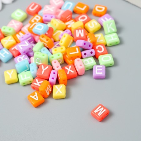 Beads for creativity plastic "White English letters" Color set 20 grams 0.4x0.8x0.8 cm-2
