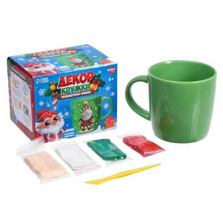 New Year's set for decor mug with polymer clay “New Year! Santa Claus ", 300 ml-3