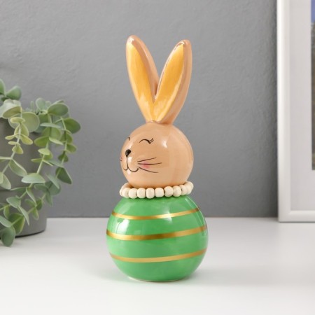 Souvenir Ceramics "Bunny Nevali with stripes" beige green 8.5x8.5x20 cm-1