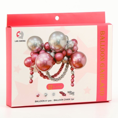 Set for creating compositions from balloons, set of 52 pcs., Silver, pink-1