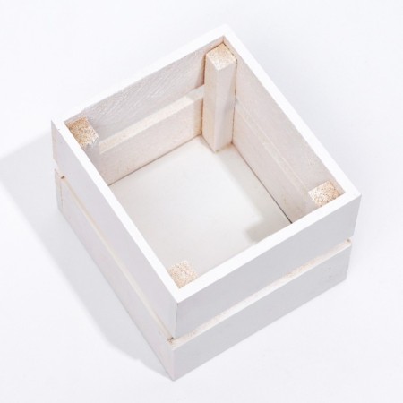 Kashpo wooden, two -string, white, 11 x 11 x 9 cm-1