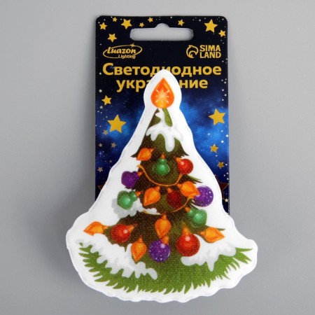 LED toy on Velcro "New Year tree" 8.5 × 10 cm, batteries Lr44x3, glow of multi-3