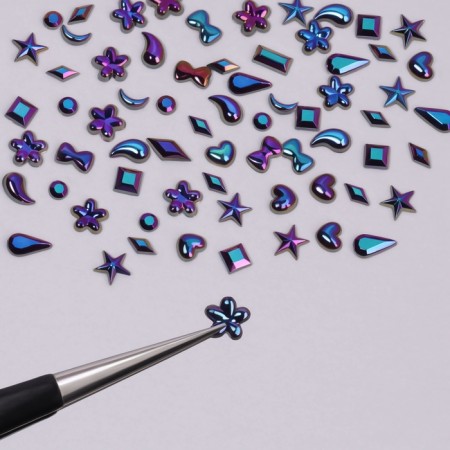 Figure rhinestones for decor "Assorted", color black holography