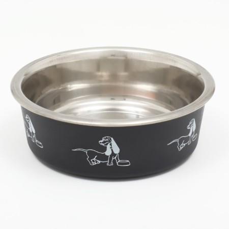 Metal bowl in the plastic case "Dog Love", 445 ml, black