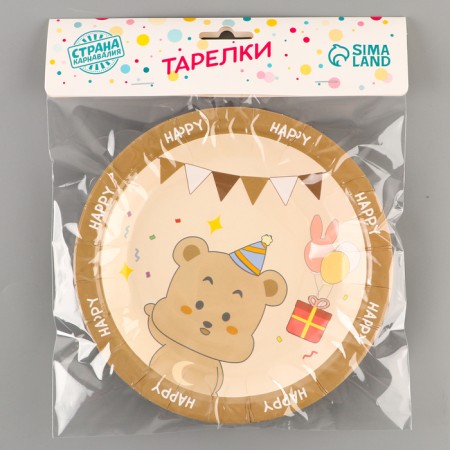 Paper plates "Happy Bear", 6 pcs.-3