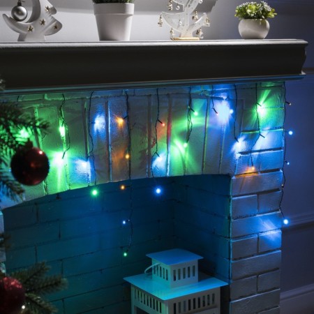 Garland "fringe" 3 × 0.5 m, IP20, dark thread, 80 LED, glow of multi, 8 modes, 220 V-2