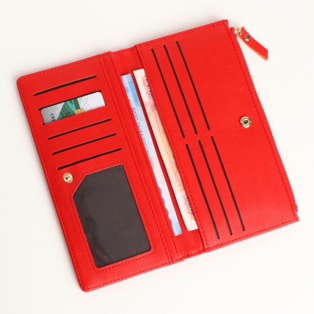 Women's wallet on magnets, red color-4