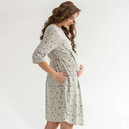 Women's kit for pregnant women (shirt/robe), gray color, size 48-2