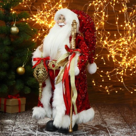 Santa Claus "in a red suit, with a patterned staff and a flashlight" 27x50 cm-1