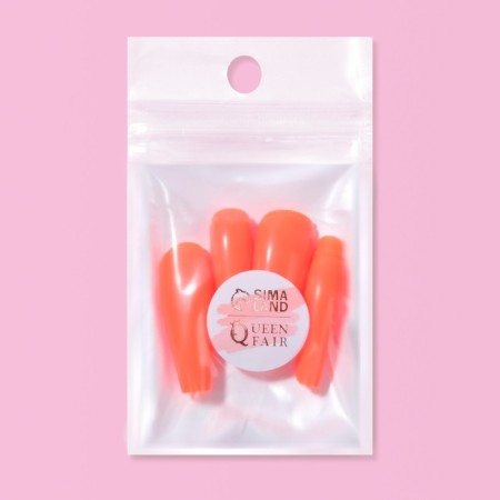 Patch nails, 24 pcs, shape of the ballerina, color neon orange-2