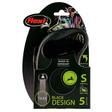 Roulette Flexi Black Design S (up to 15 kg) 5 m tape, black/silver-1