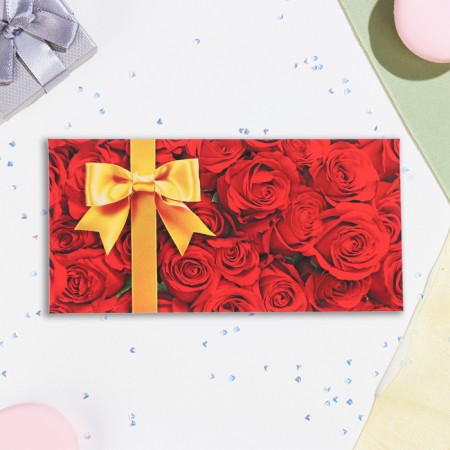Money envelope "Universal" gold bow and roses, 16.5 x 8 cm-1