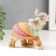 Polystone souvenir "Elephant in a multi -colored blanket with drawings" under a tree mix 15x16x7.7 cm