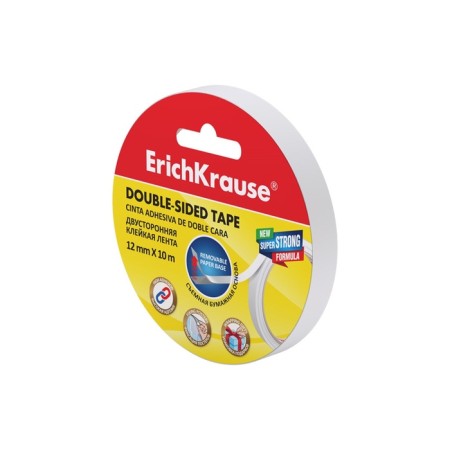 Adhesive tape bilateral, 12 mm x 10 meters, erichkrause, transparent-6