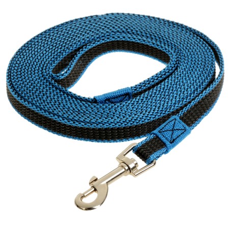 The leash zoonik is nylon with a double latex thread, 5 m x 1.5 cm, blue