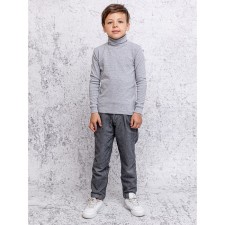 Batik turtleneck for a boy, height 128 cm, color gray melange